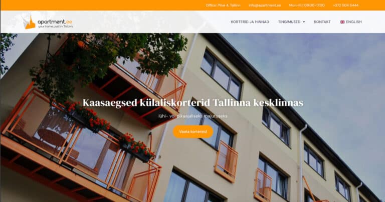 apartment.ee kodulehe kuvatõmmis
